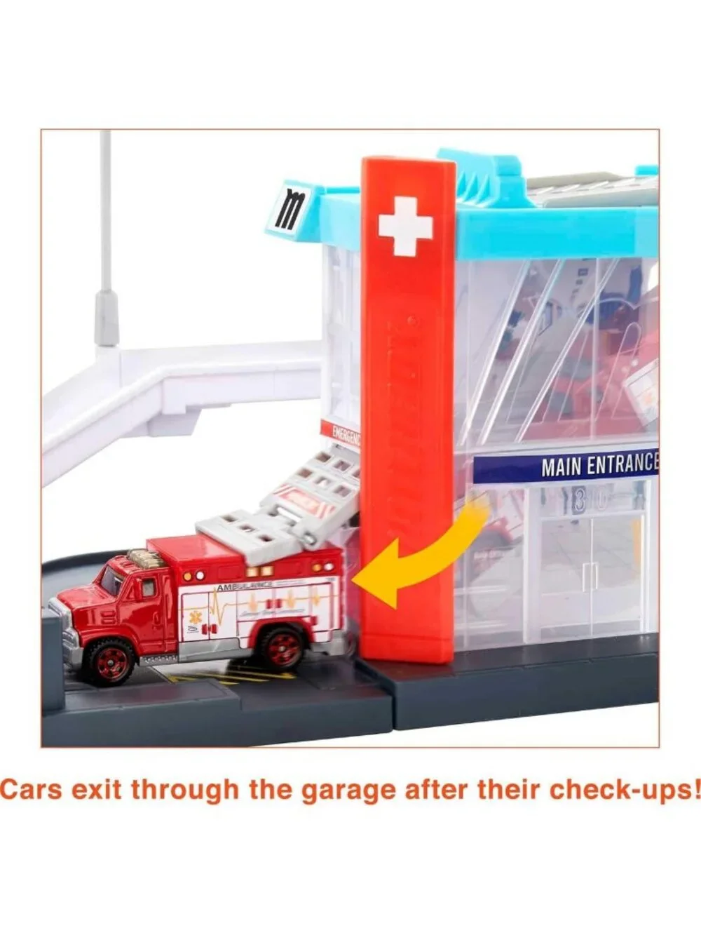 Action Drivers Helicopter Rescue Playset with 1:64 Scale Ambulance & Connects